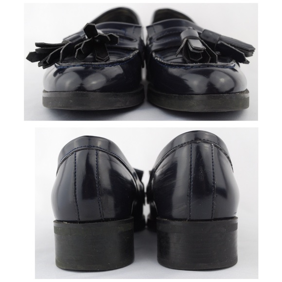 ZARA Women Navy Blue Flats Tassel Penny Loafers - Picture 5 of 8